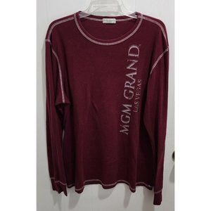 MGM Grand Las Vegas Red Thermal Long Sleeve Knit Shirt Hotel Casino Size XL